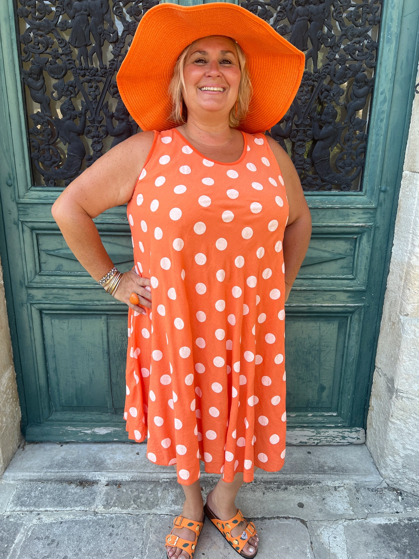 🧡 Robe Corail à Pois