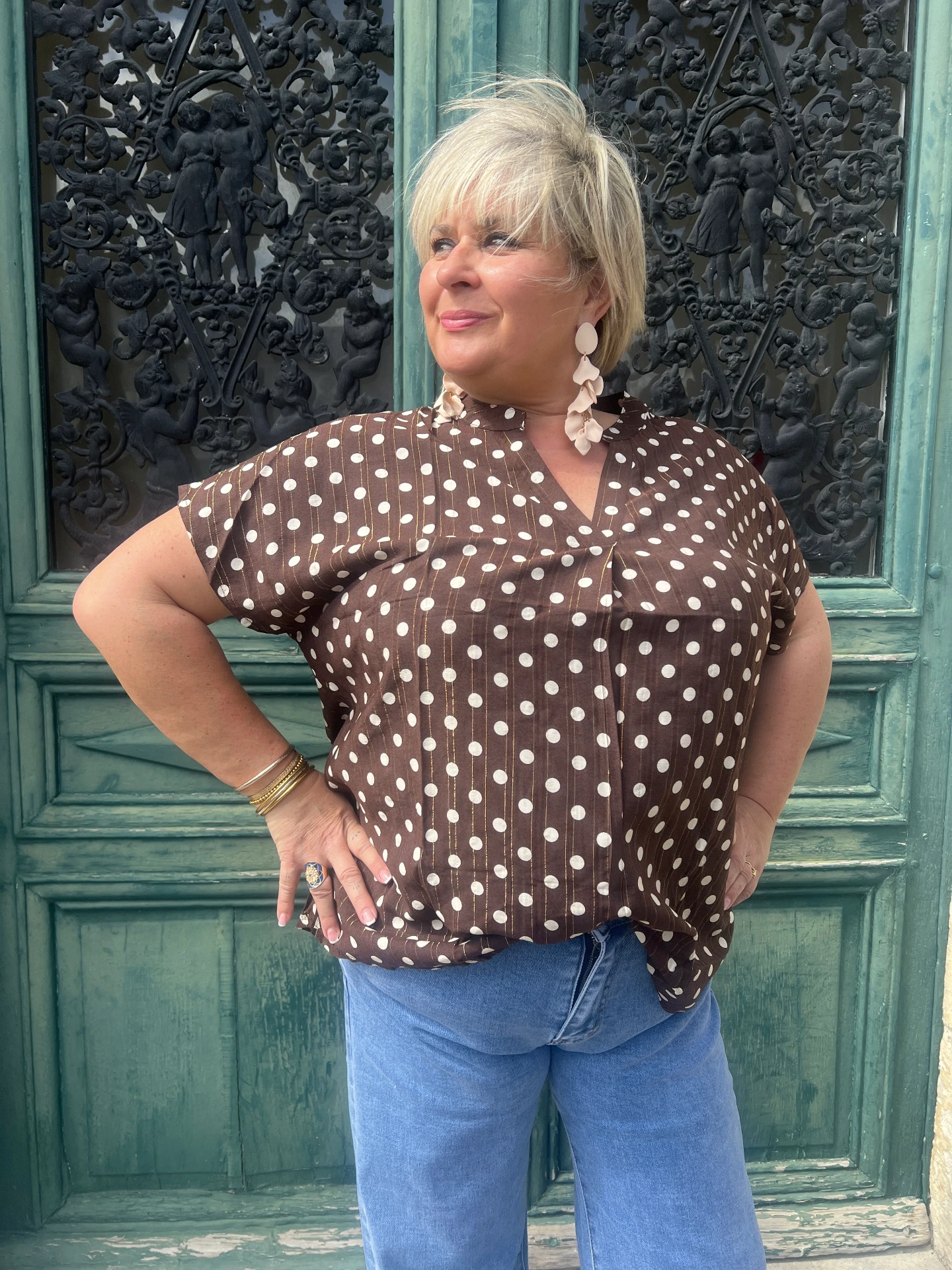 Tunique manche courte à pois