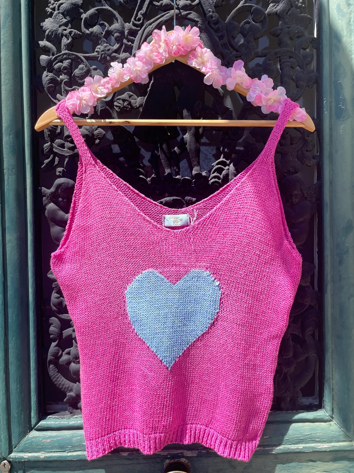 Top en maille coeur