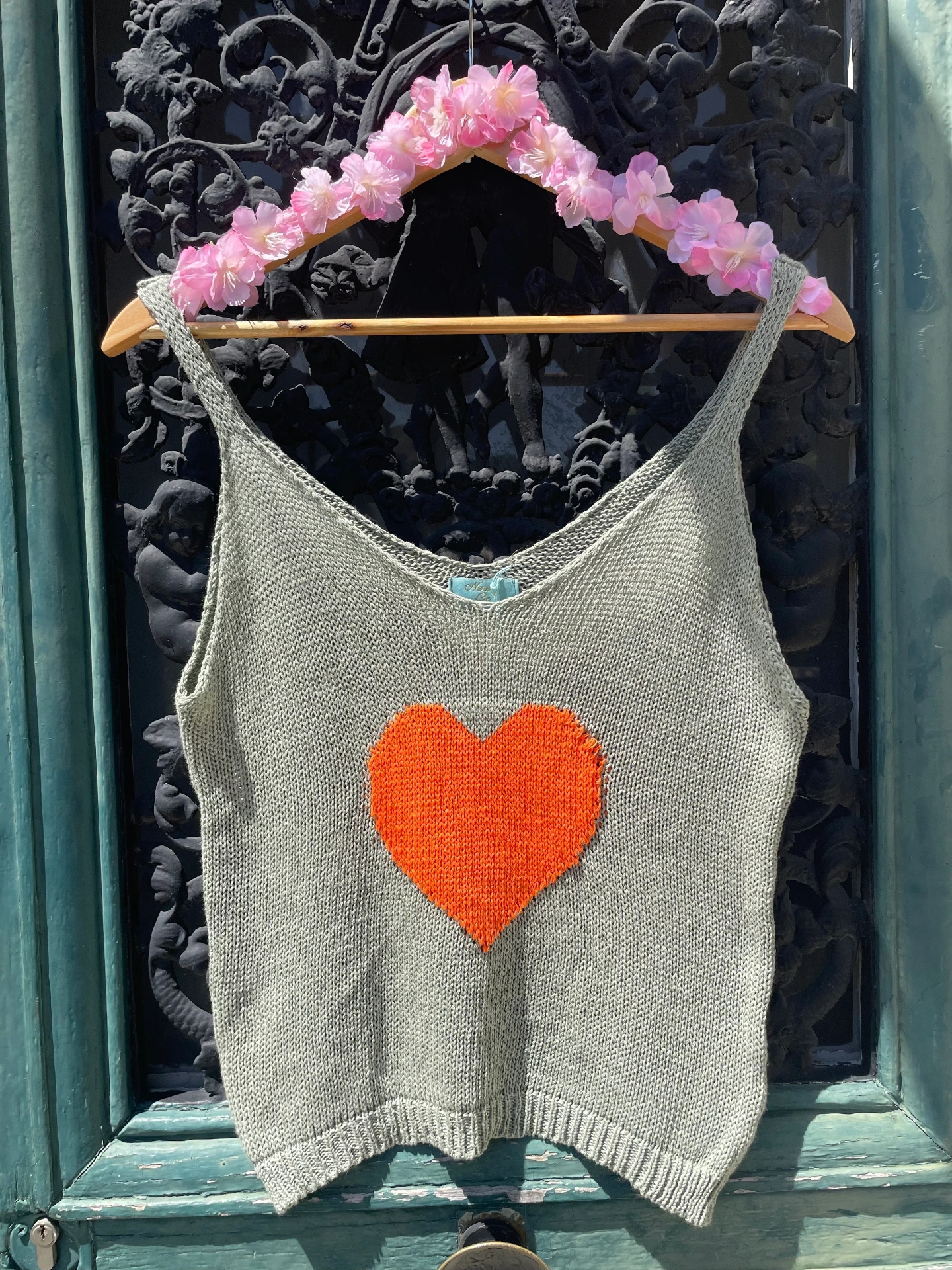 Top en maille coeur
