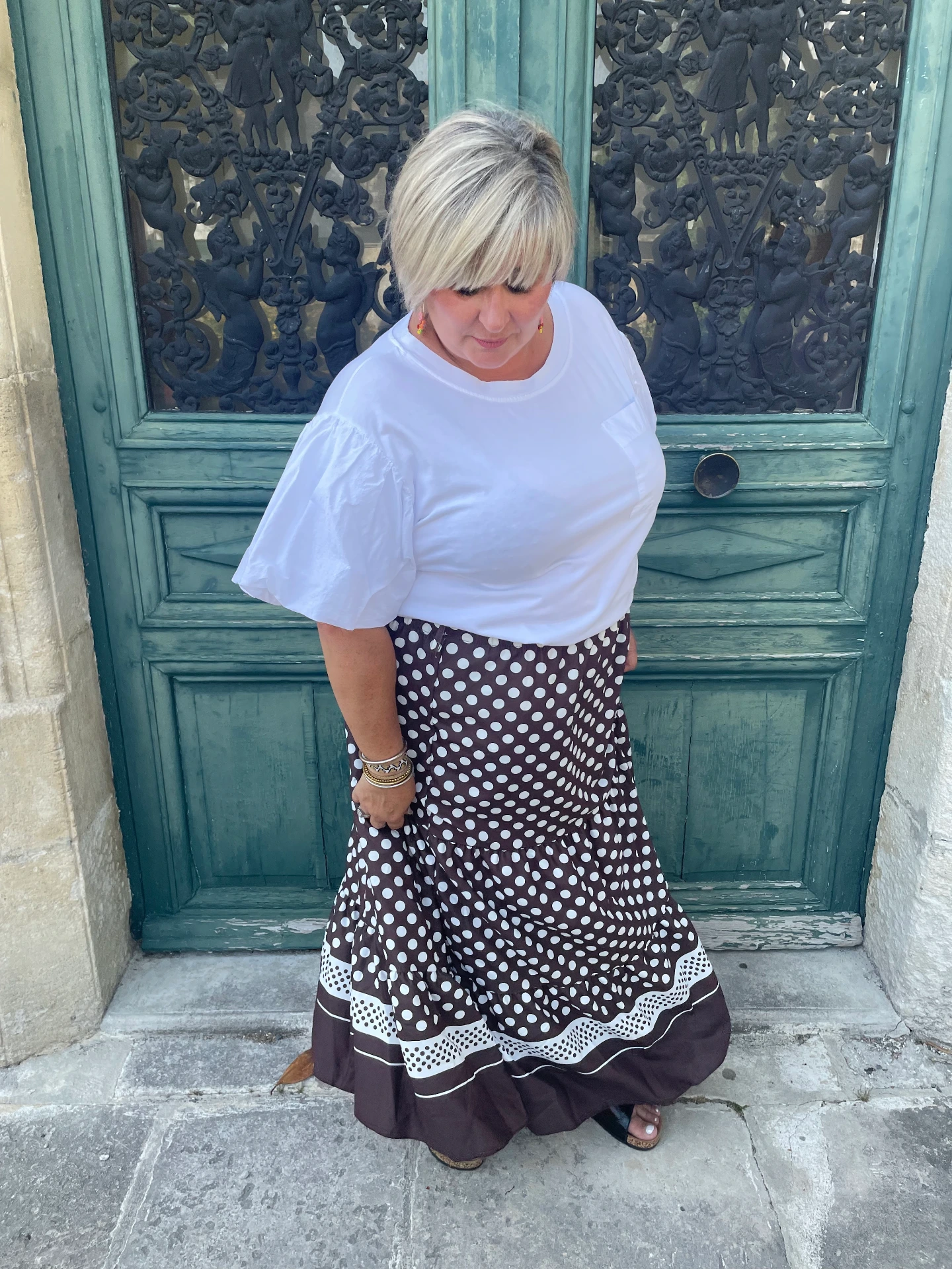 Jupe longue "Pois Élégance"
