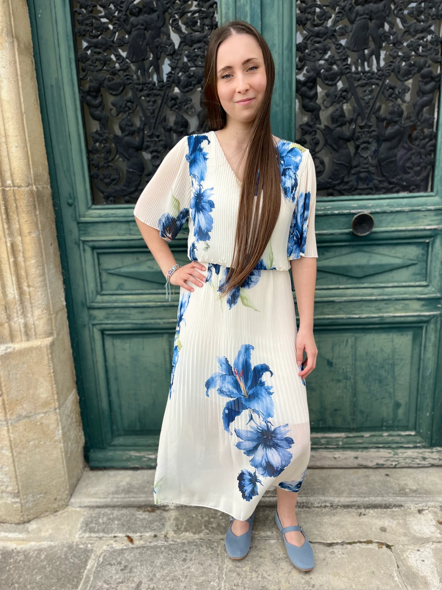 Robe Longue "plissée fleurie"