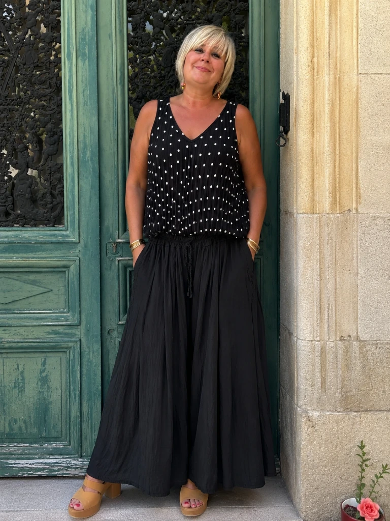 Top "Pois de Fantaisie" (Noir)
