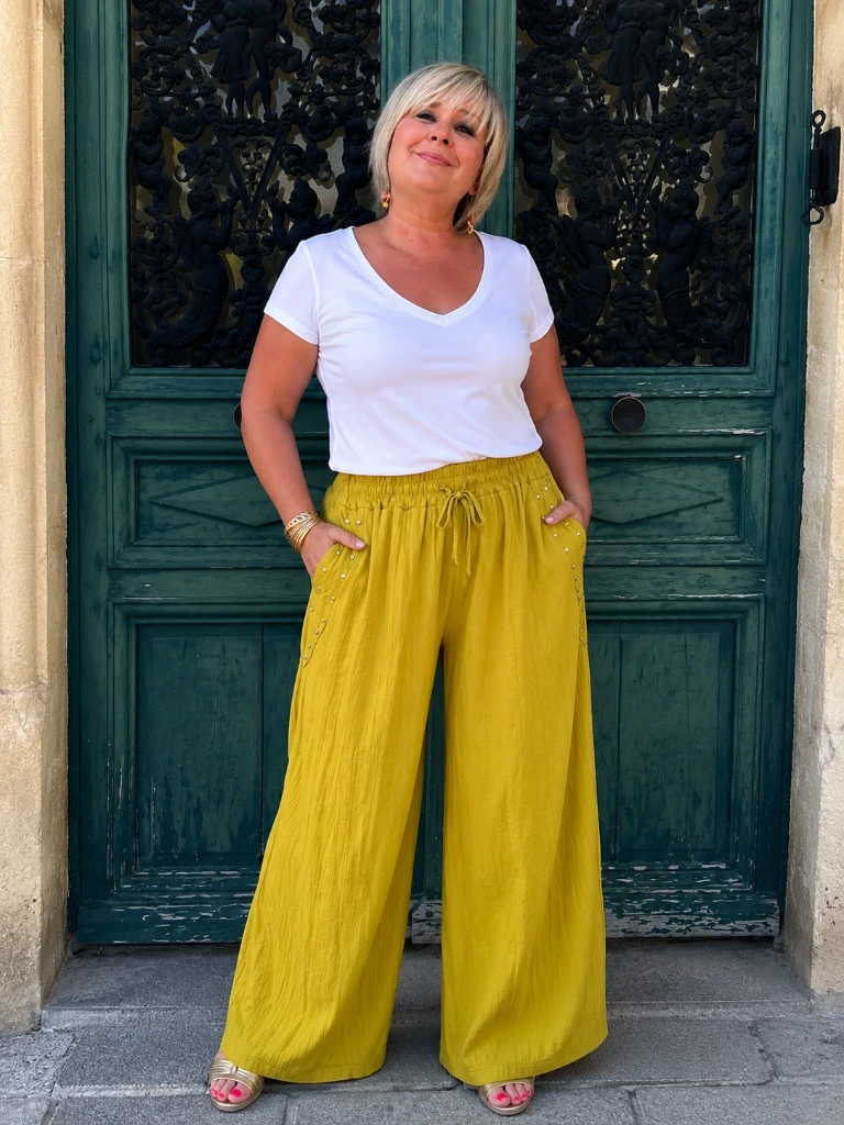 ✨ Pantalon Fluide Perles