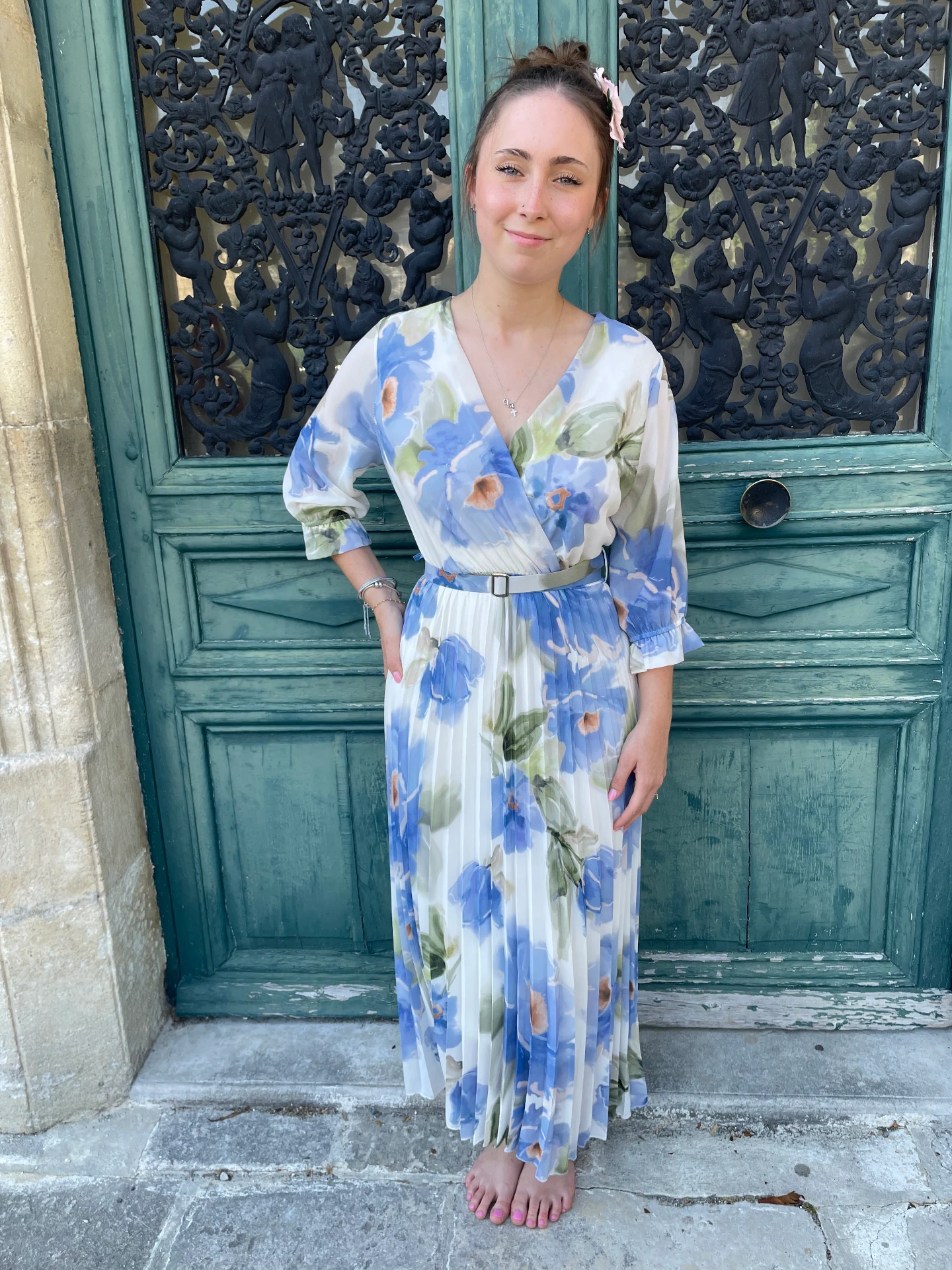 Robe Longue "Fleurie plissée"