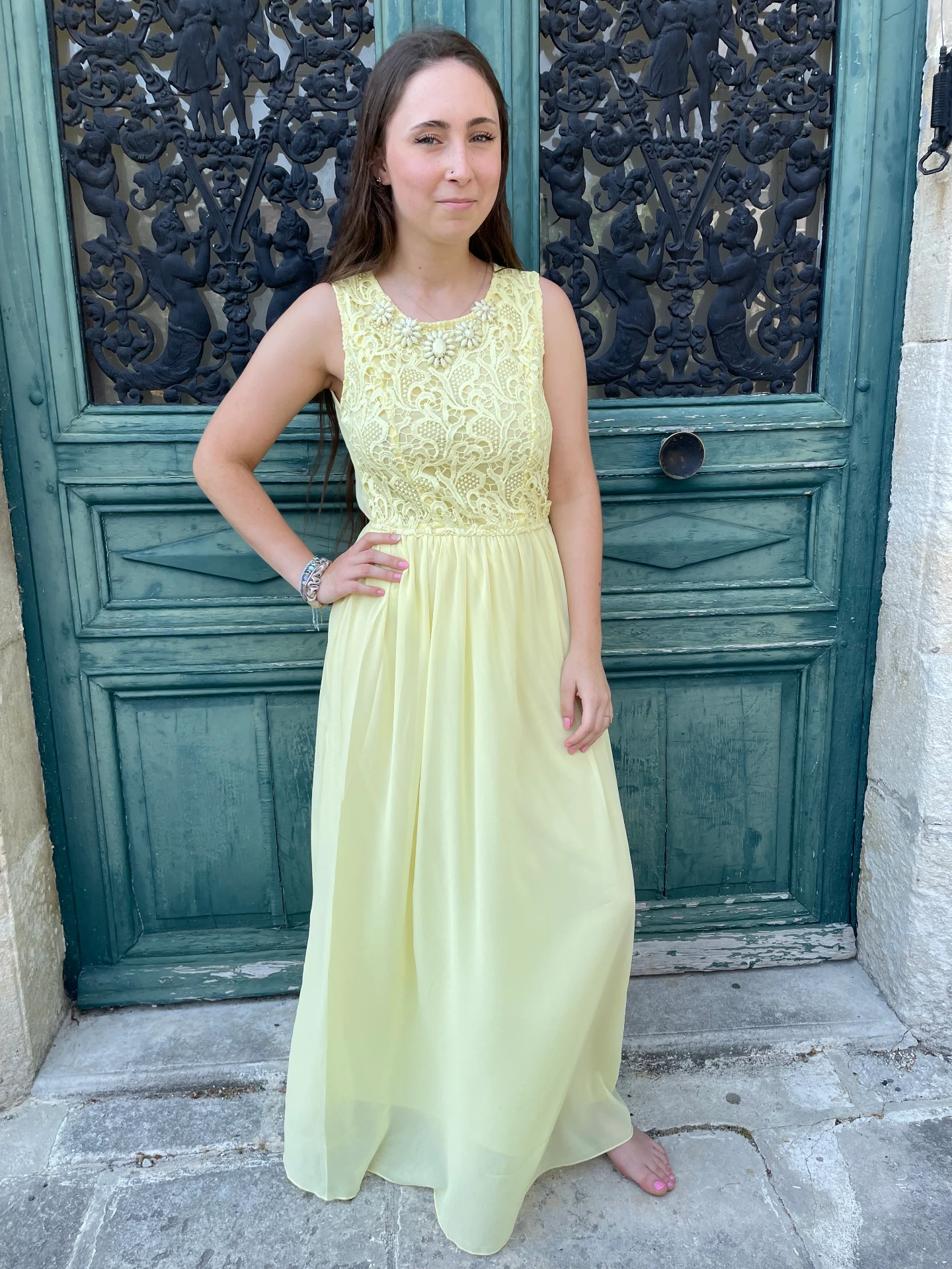 Robe longue "Dentelle élégance" (S)