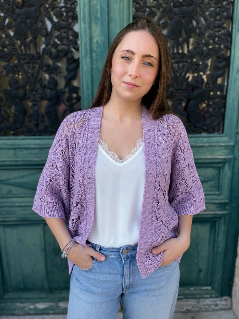 Gilet Maille Ajourée (Lilas)