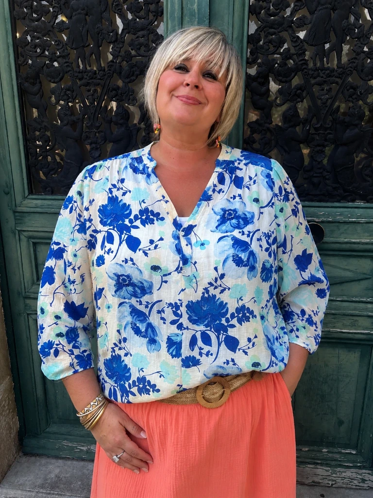 Blouse Fleurie Azur